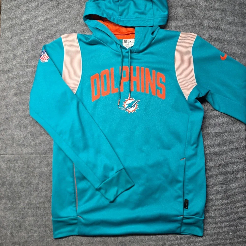 Nike Miami Dolphins NFL Therma-FIT On-Field Hoodie Aqua Blue Mens Small